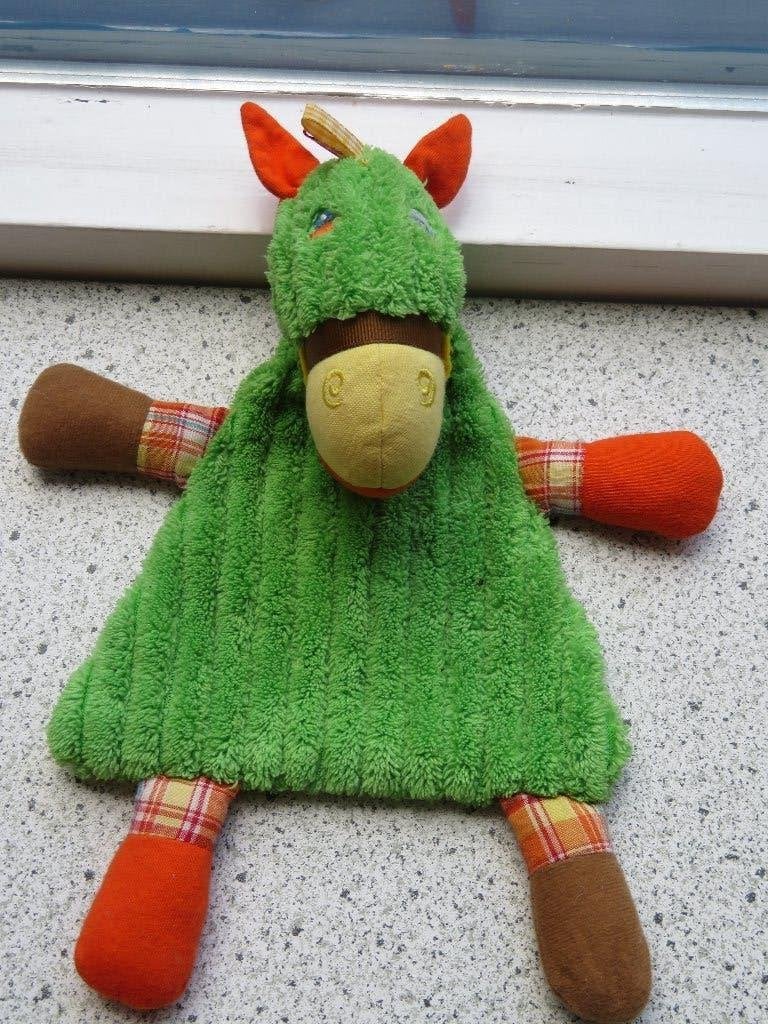 Knuffeldoek groen paard ezel merk Evora, Paard, Ophalen of Verzenden, Wasbaar, Gebruikt