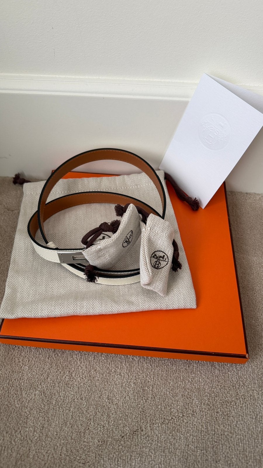 Hermes Kelly riem Kelly belt white, Ophalen of Verzenden, Nieuw