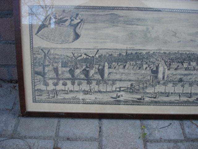 ETS Spectaculair stadsgezicht op Delft Ca. 1729 – C. Decker, Ophalen, Stadsgezicht, Gesigneerd, 32 cm