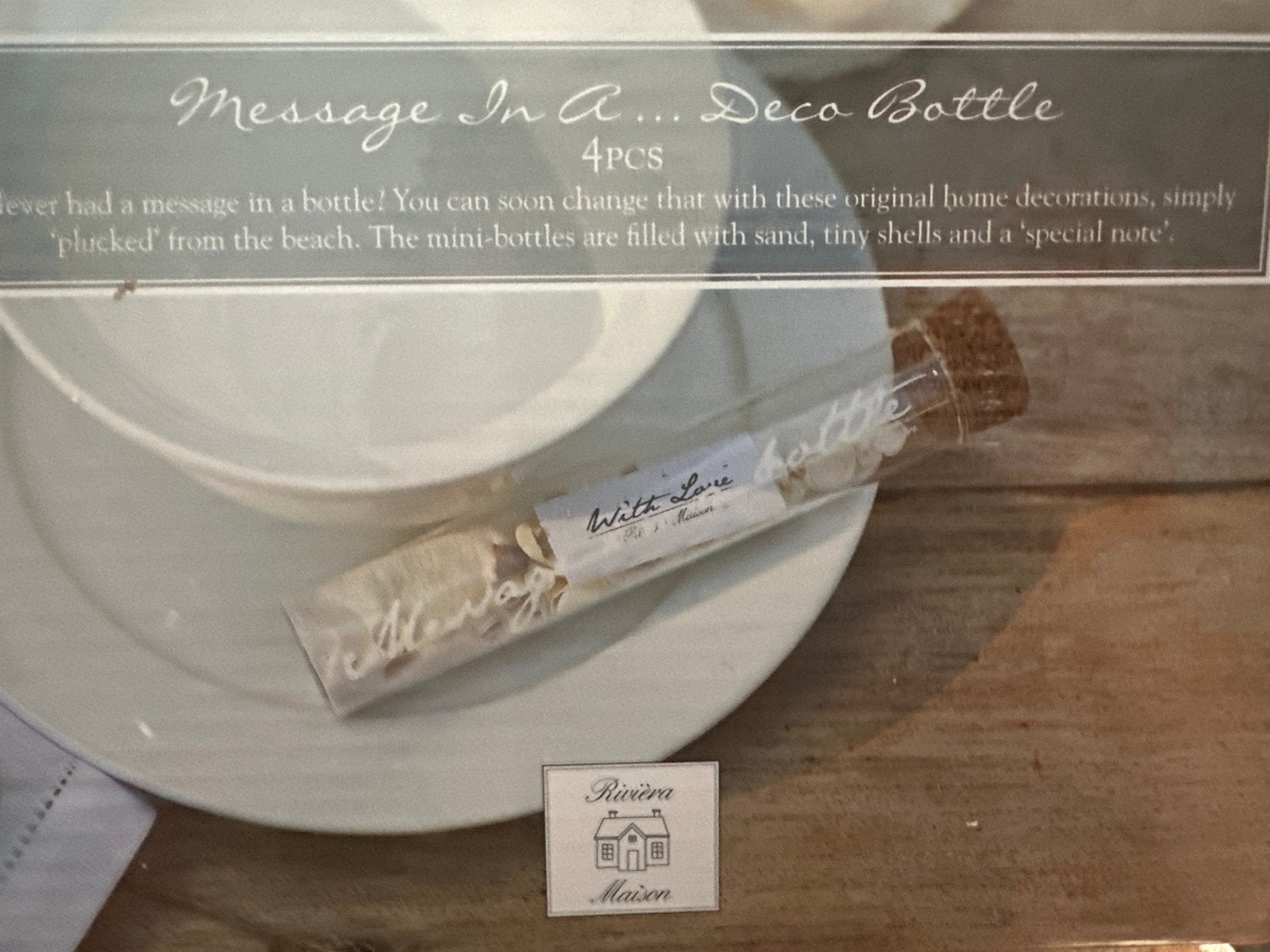 Riviera Maison Message In A Deco Bottle 4 stuks, Meerkleurig, Nieuw, Ophalen of Verzenden, Landelijk