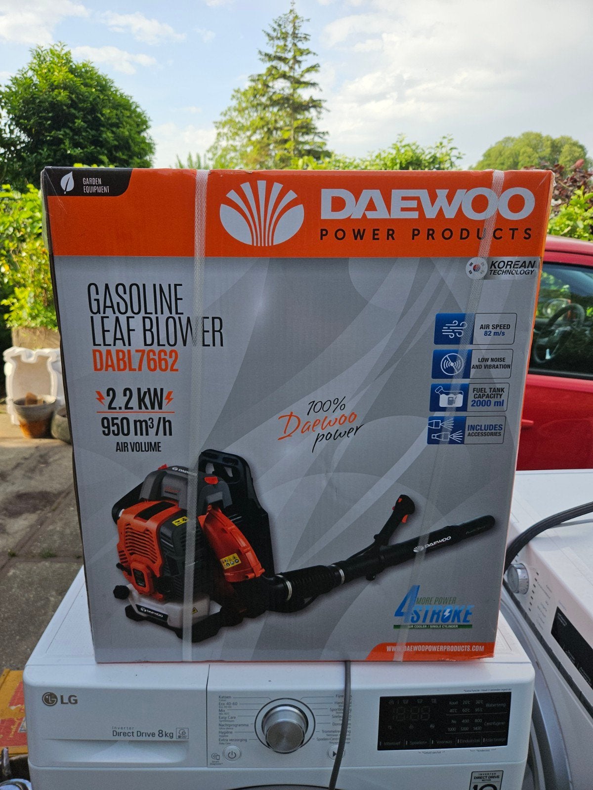 DAEWOO DABL7662 Benzine Bladblazer - 4-takt - 82 m/s, Tuin en Terras, Bladblazers, Ophalen, Benzine, DAEWOO, Ruggedragen