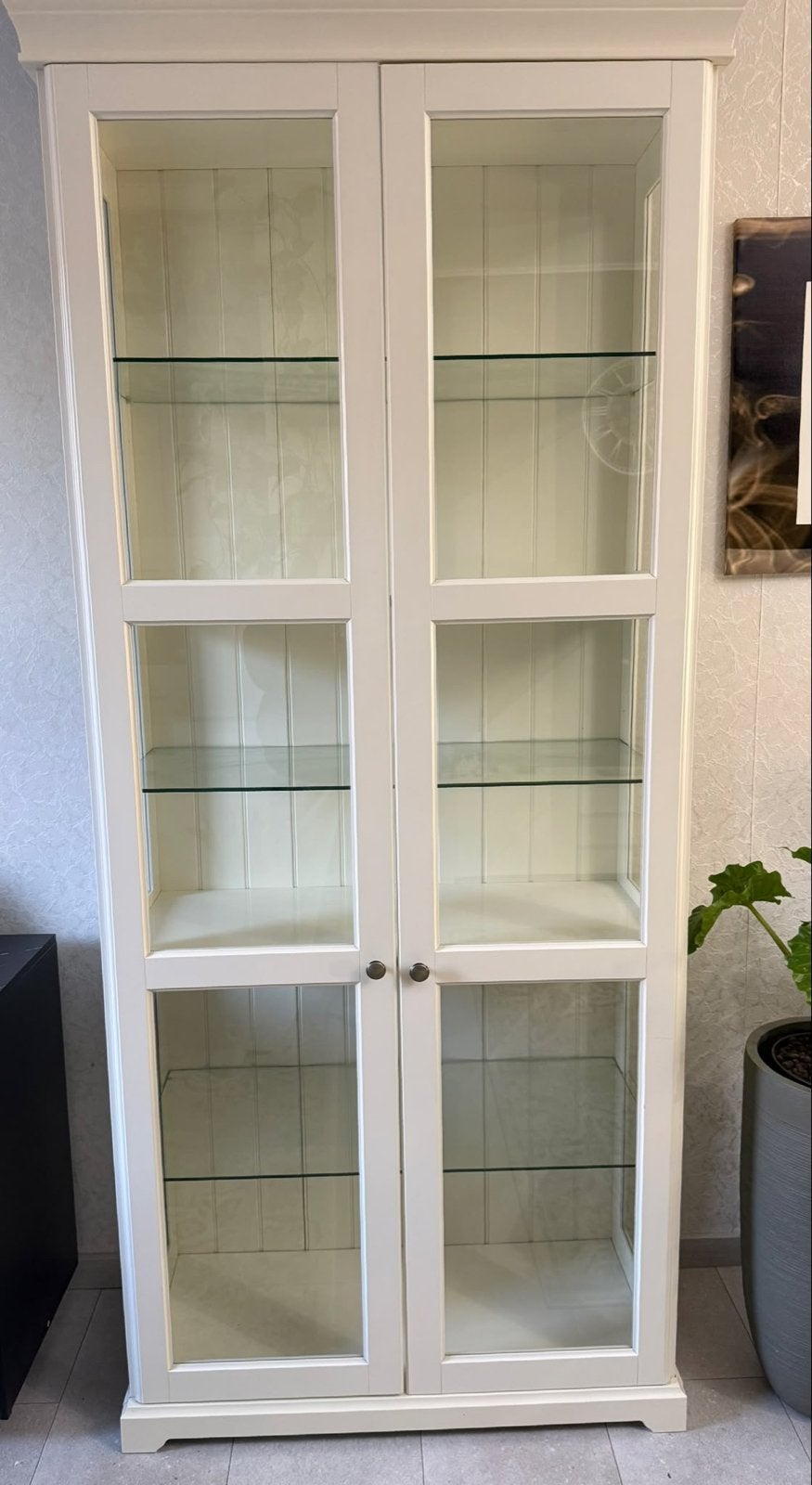Witte Vitrinekast 215x95 cm met Glazen Deuren en Planken, Ophalen, Gebruikt, 200 cm of meer, 50 tot 100 cm