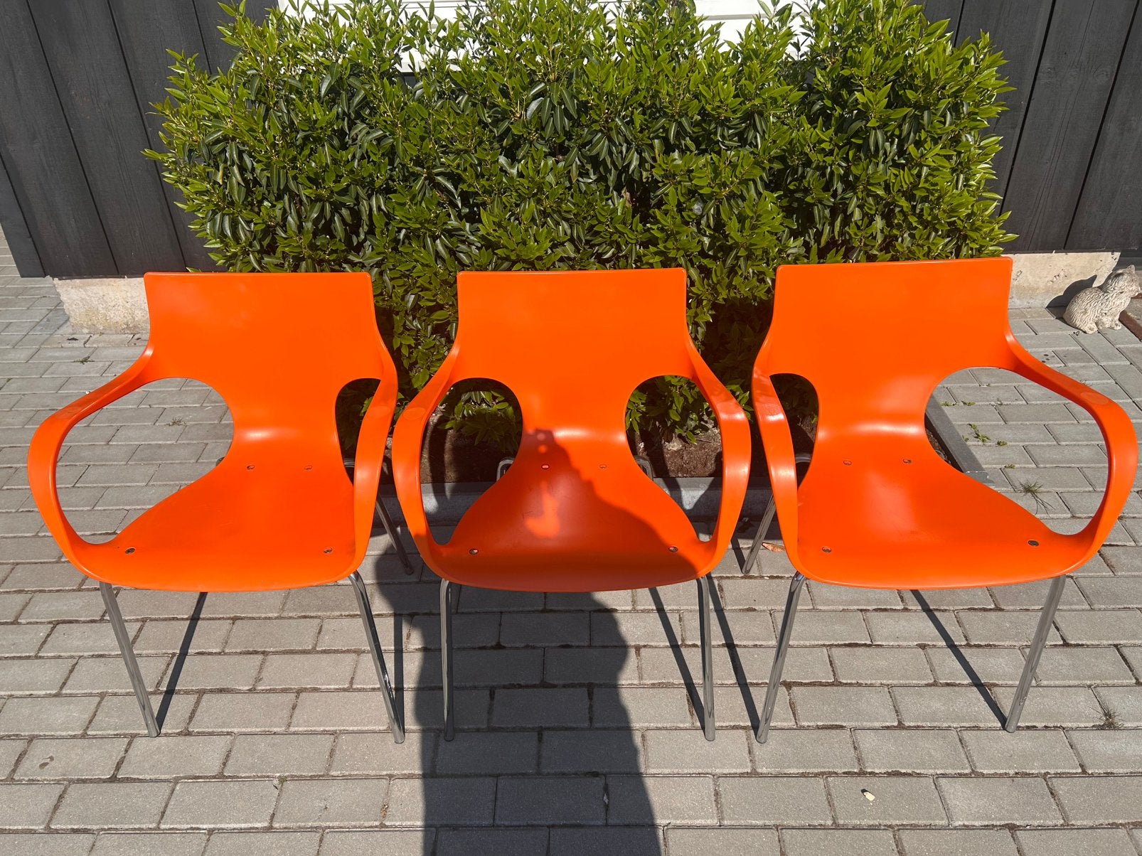 3 x oranje Labenze Jim design stoelen stapelstoelen DWDD, Ophalen, Overige kleuren