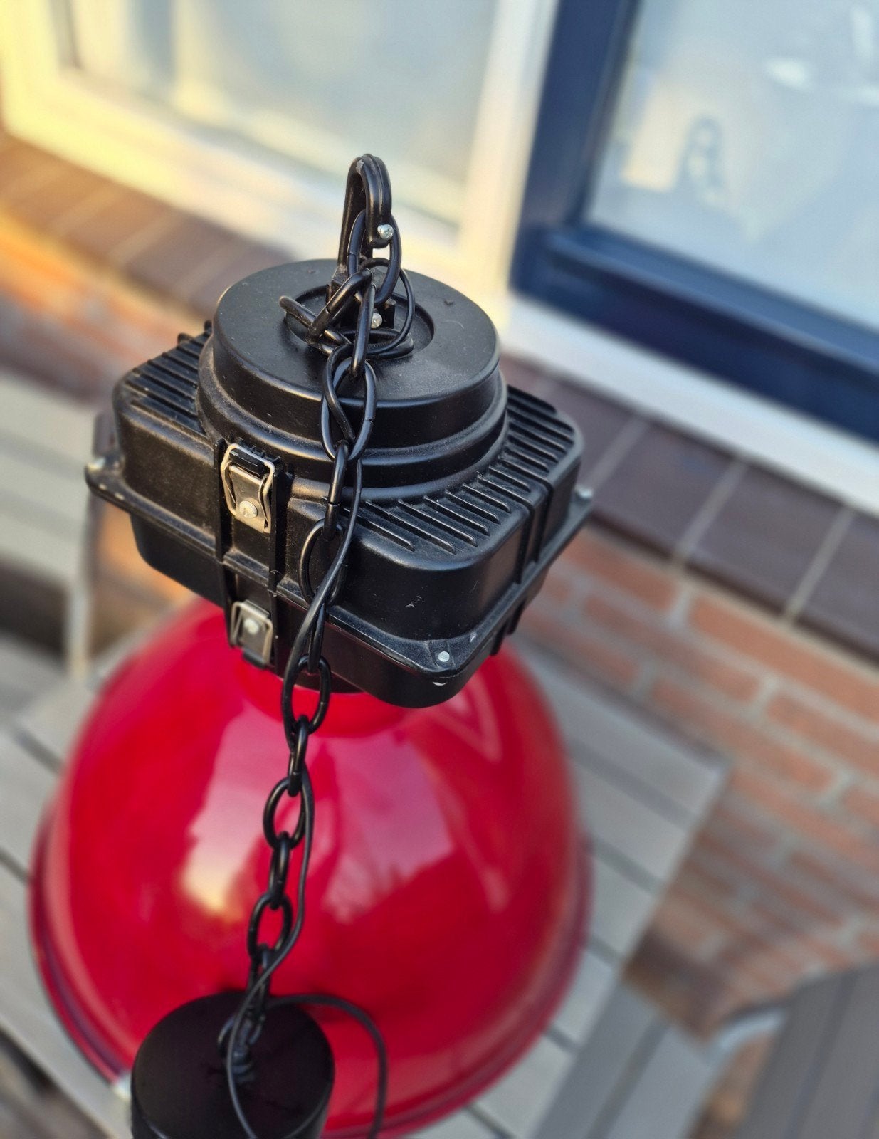 Industriële hanglamp rood metaal - Diameter 53 cm, Huis en Inrichting, Lampen | Hanglampen, Ophalen, Gebruikt, Metaal, Industrieel