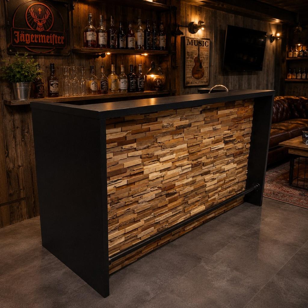 Bar rebel teak - Houten barren - Thuisbar - Zwarte bar, Kouwehoek 1b, Cave & Garden, Nieuw, Ophalen of Verzenden