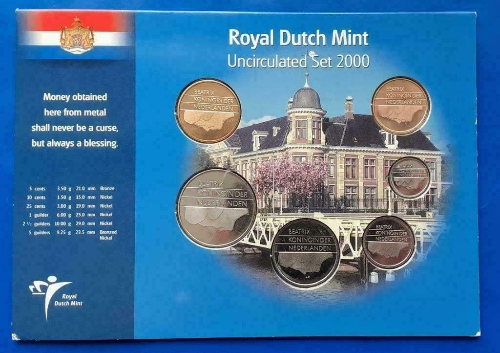 Jaarset Nederland guldenmunten 2000 UNC, Verzenden, Koningin Beatrix, Overige waardes, Setje