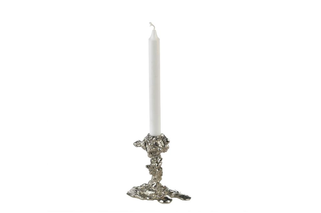 POLSPOTTEN Kandelaar Drip Silver Small | Van €60, nu, Huis en Inrichting, Woonaccessoires | Kandelaars en Kaarsen, Overige materialen
