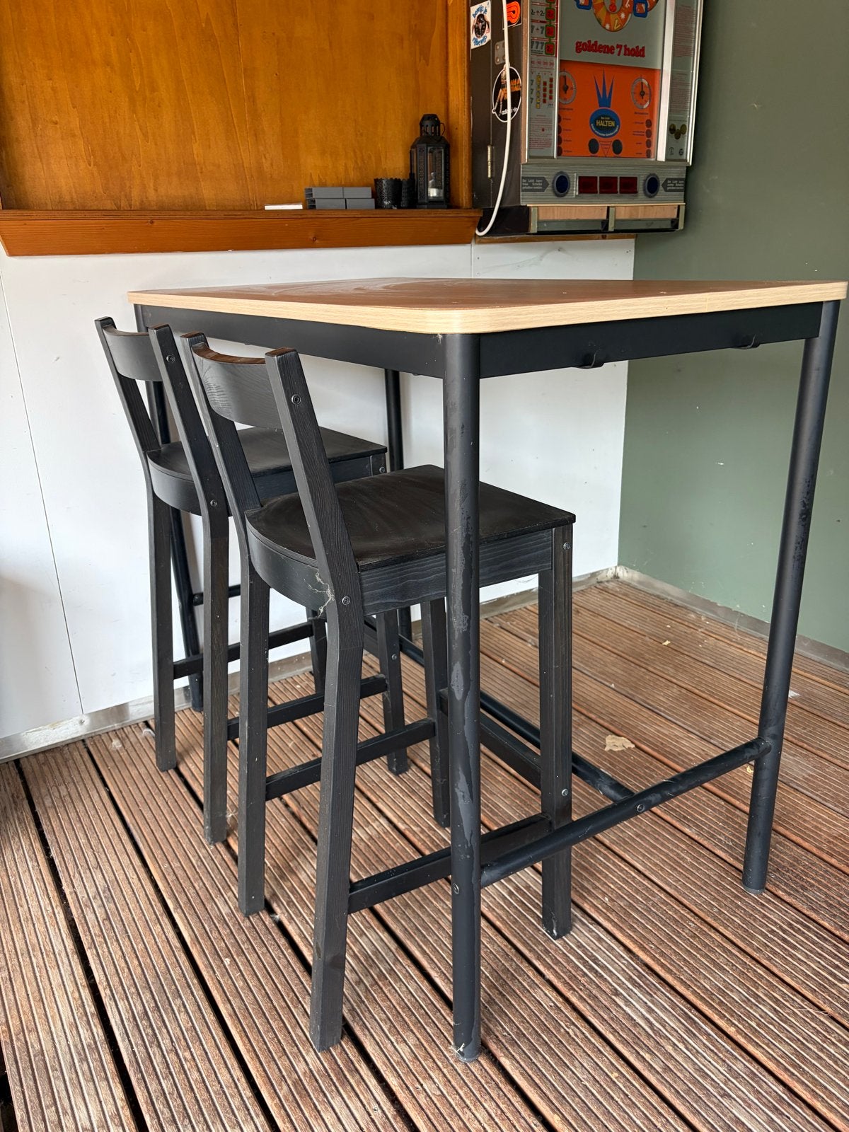 IKEA Bartafel met 2 barkrukken - 105x30x70cm, Ophalen, Gebruikt, 90 cm of meer, Hout