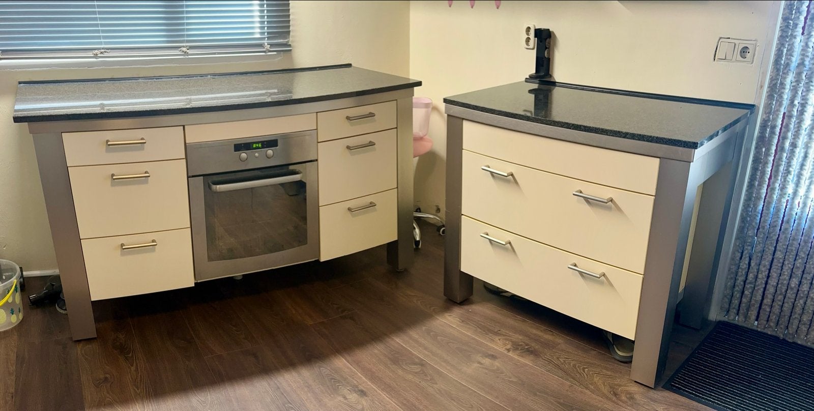 Half RVS keuken met granieten werkblad (excl. bakoven), Ophalen, Gebruikt, Overige typen, Graniet of Steen