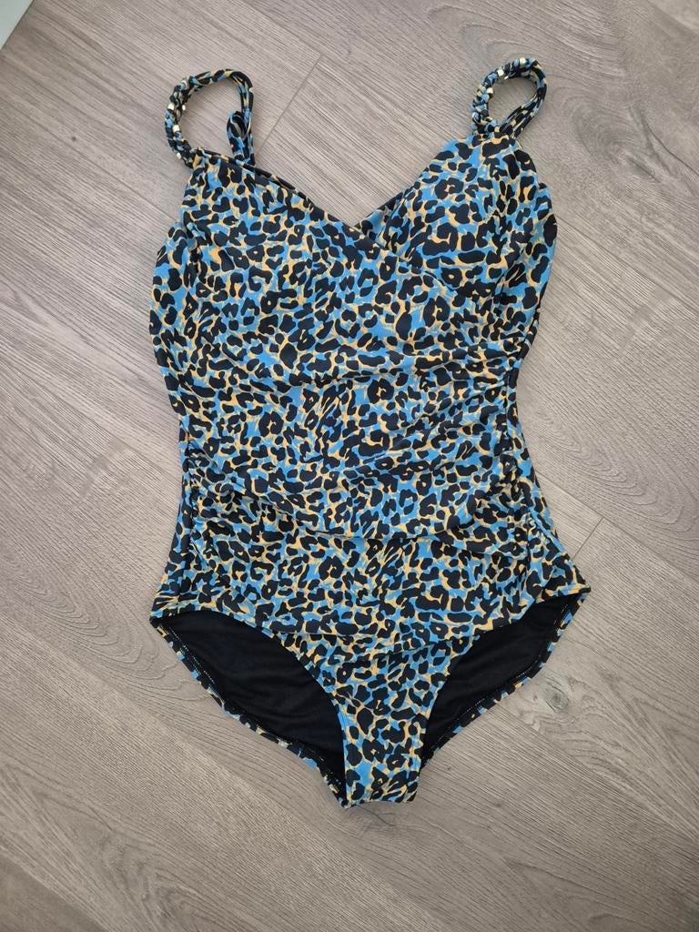 Leopard print badpak - Blauw, geel en zwart, Kleding | Dames, Badmode en Zwemkleding, Ophalen of Verzenden, Zo goed als nieuw