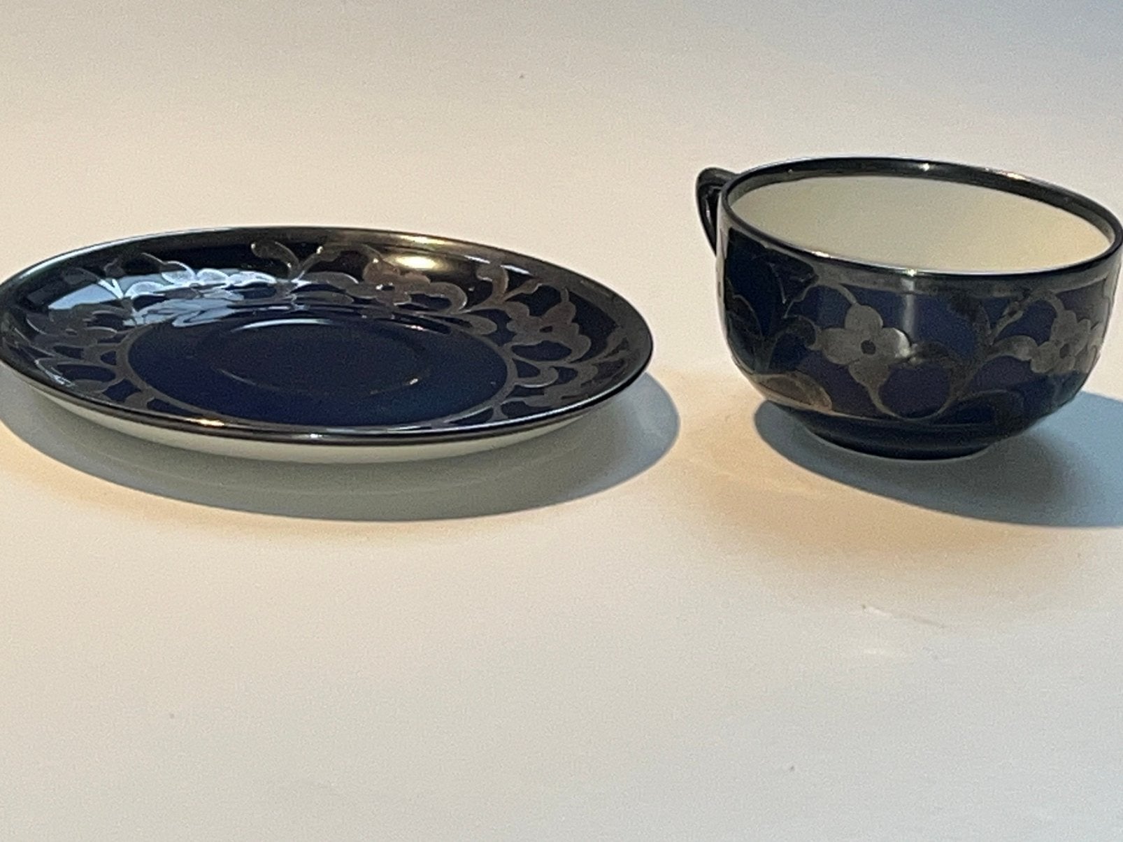 Rosenthal porselein cobalt & zilver handgedecoreerd Tas bord, Antiek en Kunst, Ophalen of Verzenden
