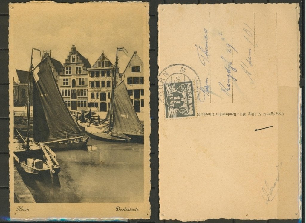 Hoorn 9 juni 1941 Doelenkade Ansichtkaart f-236 jdu, Verzamelen, Ophalen of Verzenden, 1940 tot 1960, Gelopen, Noord-Holland
