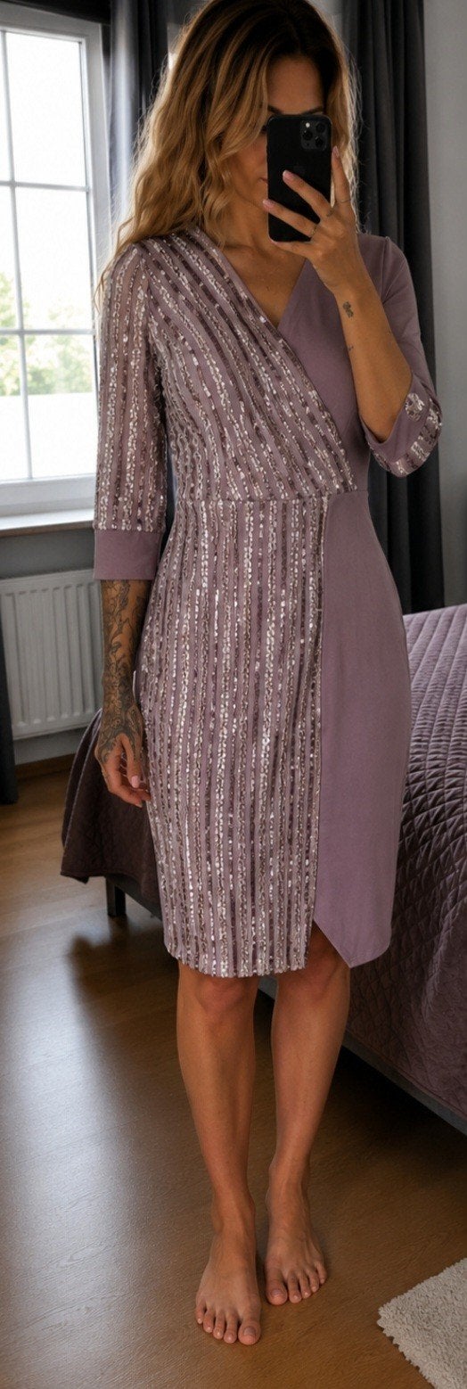Arin Dress paarse jurk met pailletten, maat 48, Paars, Maat 46/48 (XL) of groter, Nieuw, Ophalen of Verzenden