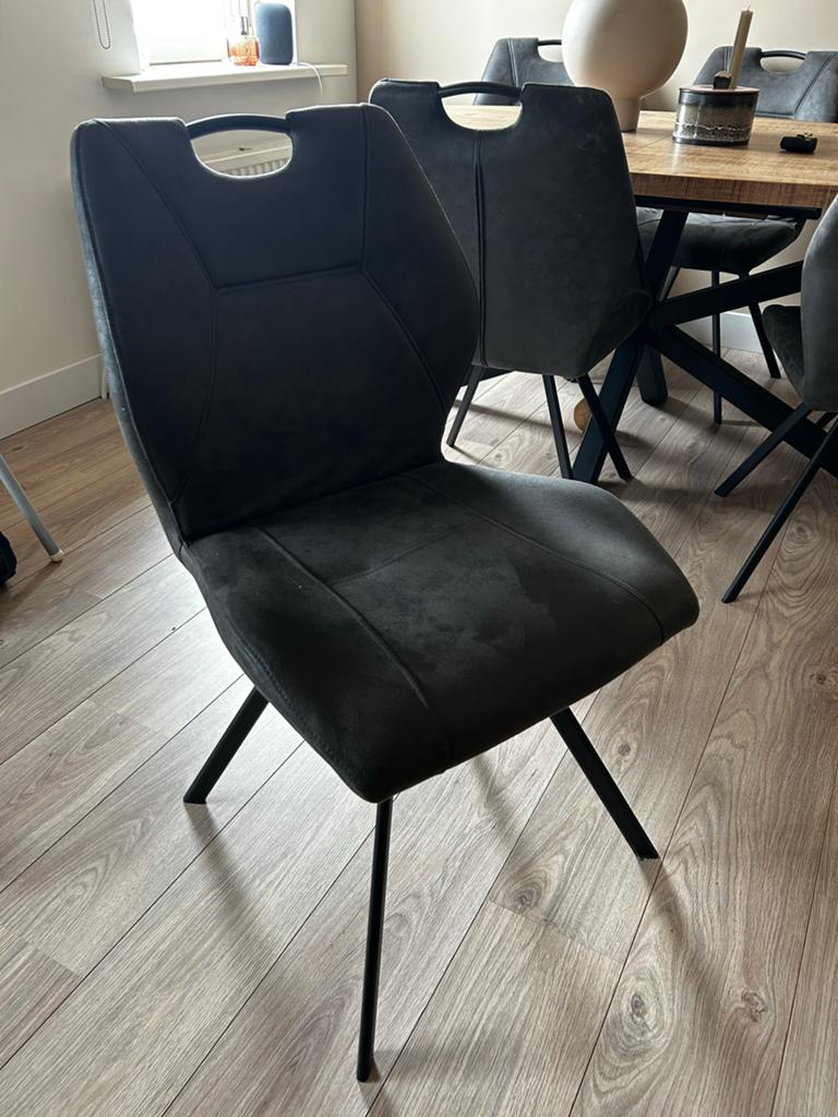 6 eetkamerstoelen, Huis en Inrichting, Stoelen, Ophalen, Overige materialen, Gebruikt, Grijs