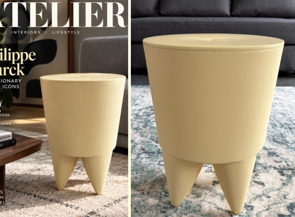 Vintage Philippe Starck 'Bubu 1er' Kruk (1988) – Zachtgeel, Huis en Inrichting, Ophalen of Verzenden, Zo goed als nieuw, Kunststof
