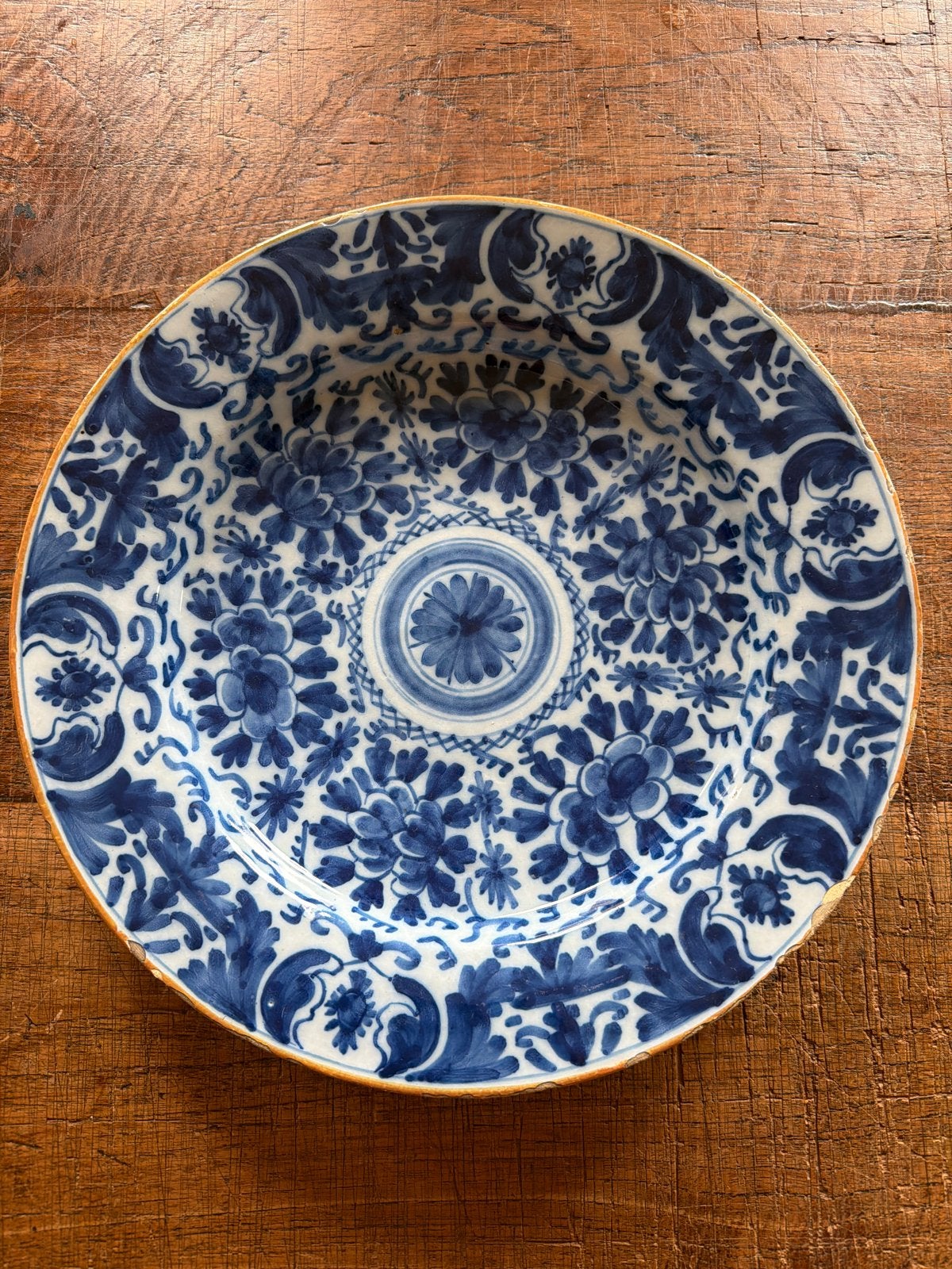 Antiek Chinees Blauw-Wit Porseleinen Bord, Ophalen of Verzenden