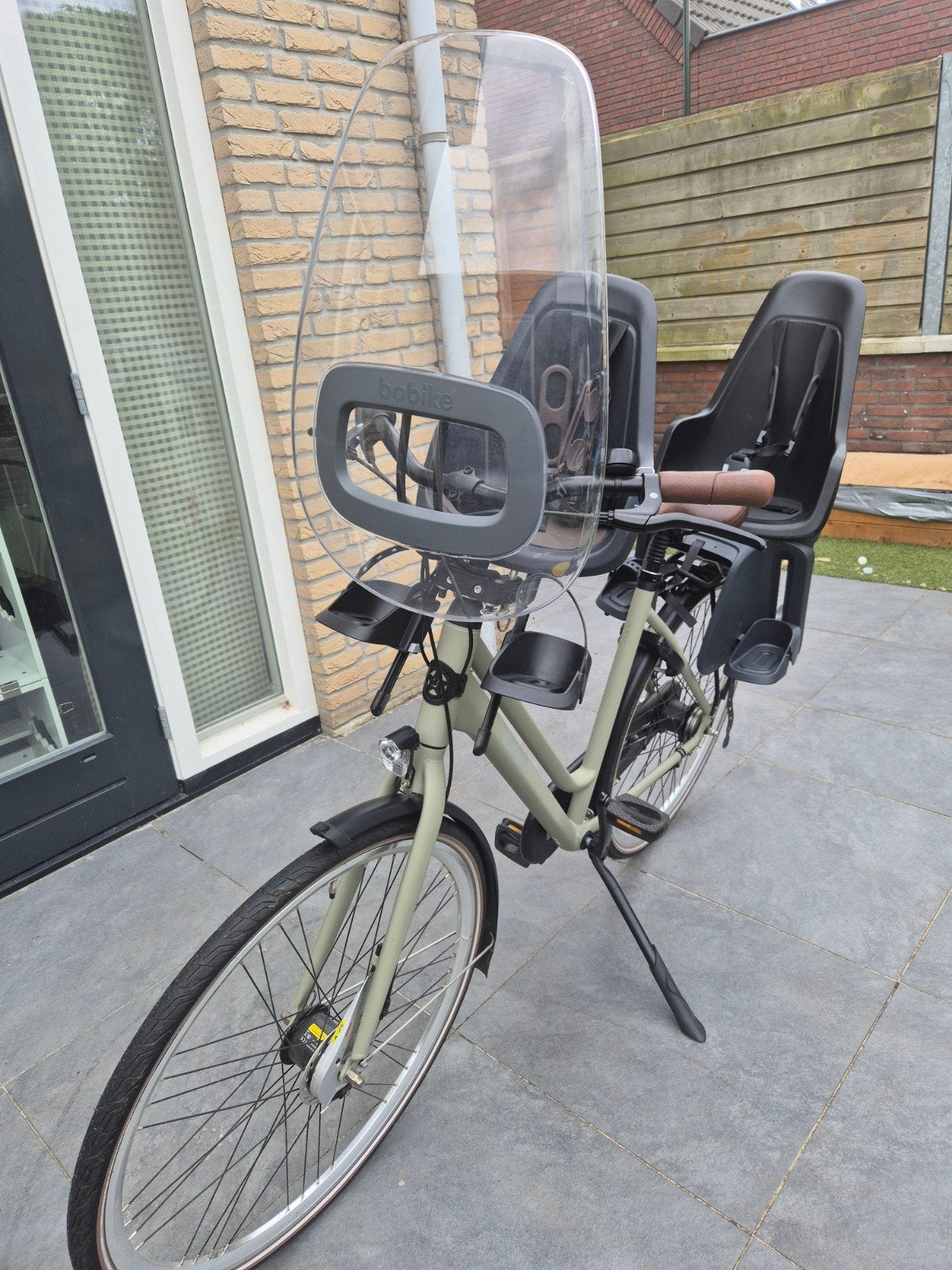 Moederfiets Union Fast fiets(matgroen)(7 versn.)incl.zitjes, Fietsen en Brommers, Fietsen | Dames | Moederfietsen, 2 zitjes, Versnellingen