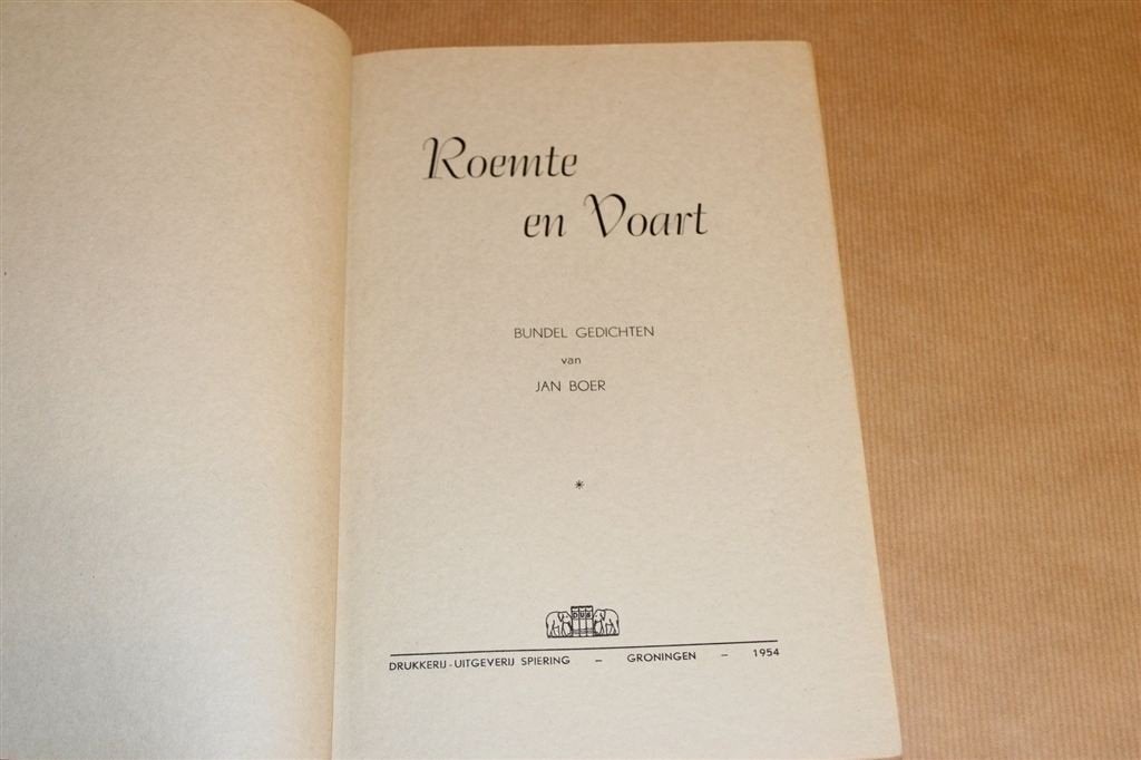 Roemte en Voart — Jan Boer [1954] — Opl. 500, Ophalen of Verzenden, Gelezen