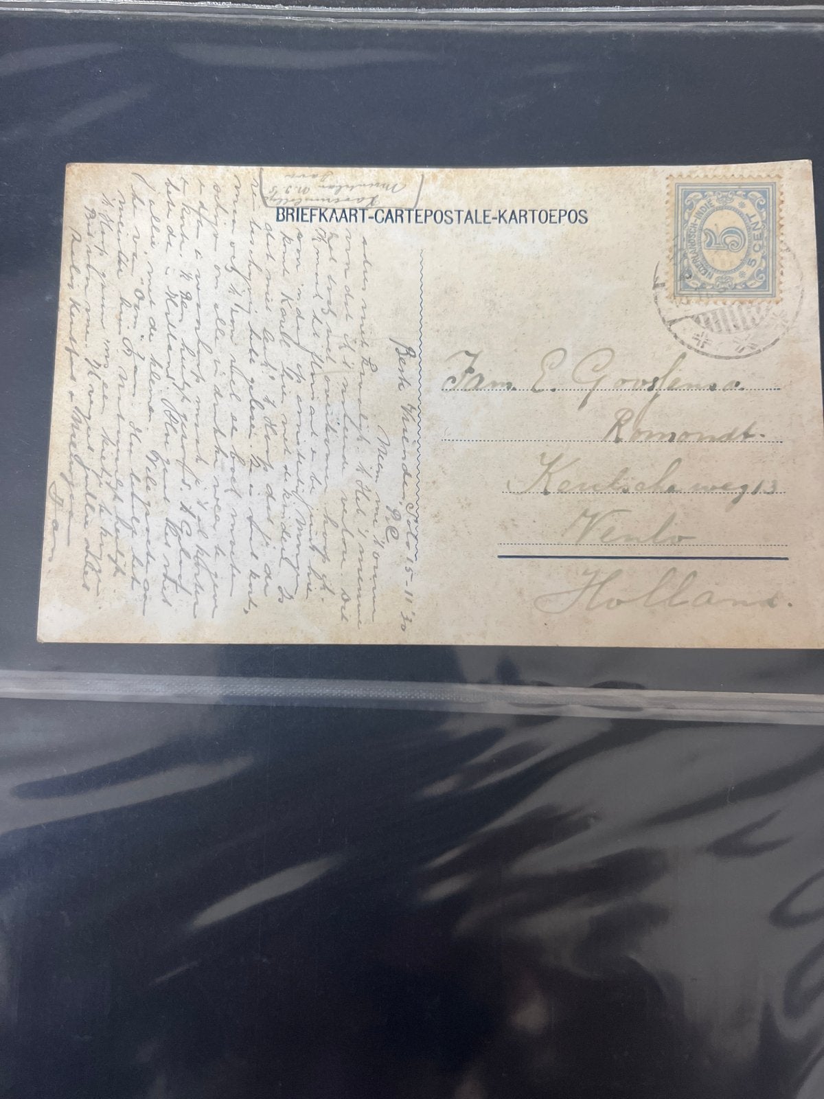 Oude briefkaart Holland, geschreven 15-11-30, Ophalen of Verzenden, 1920 tot 1940, Gelopen, Noord-Holland