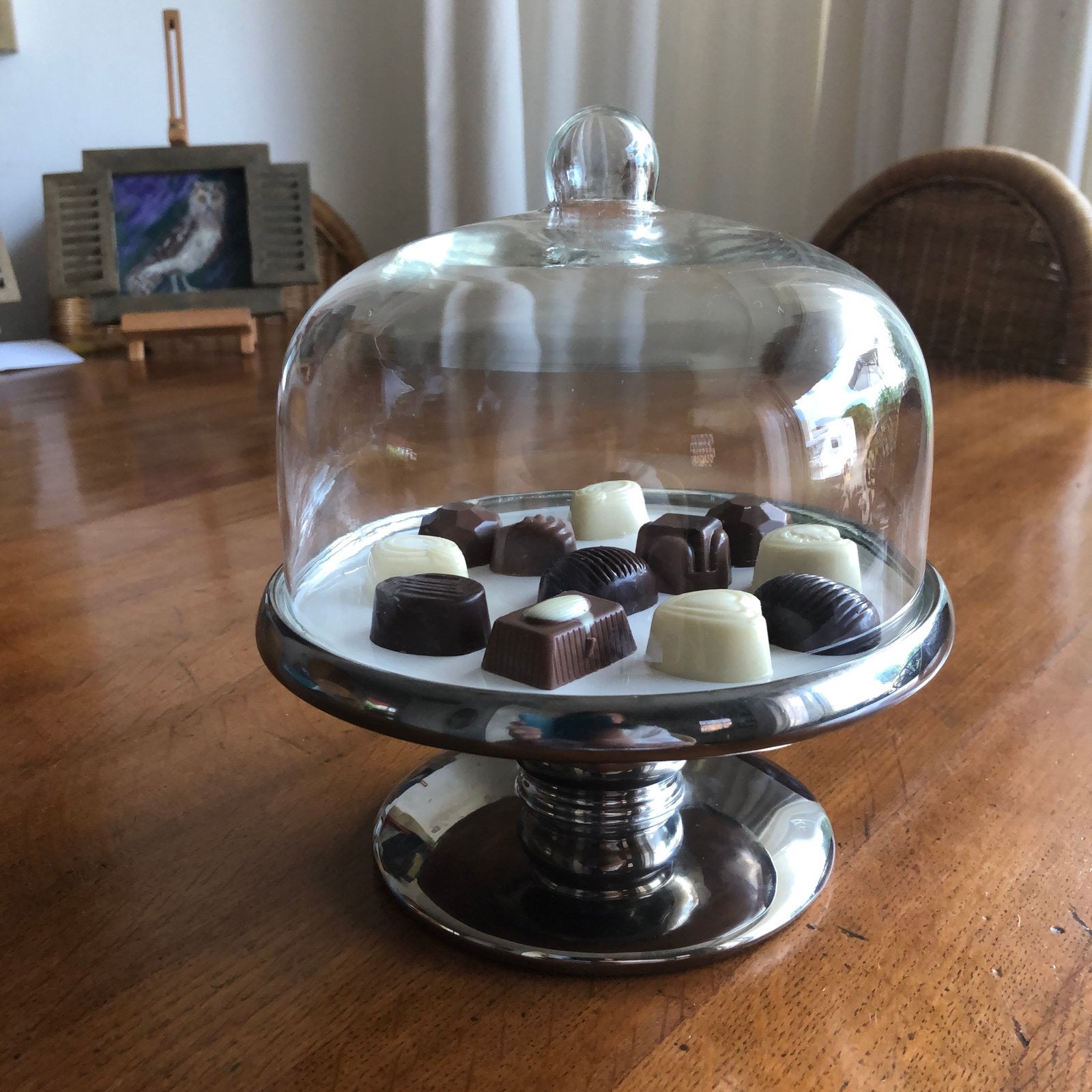 Luxe Bonbonnière Glazen Stolp op Zilverkleurige Voet, Ophalen of Verzenden, Glas, Zilver, Klassiek