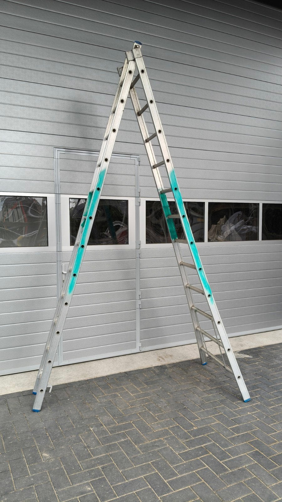 Solide reformladder ladder aluminium 2x12 sports, Ophalen, Zo goed als nieuw, Ladder, Opvouwbaar of Inschuifbaar