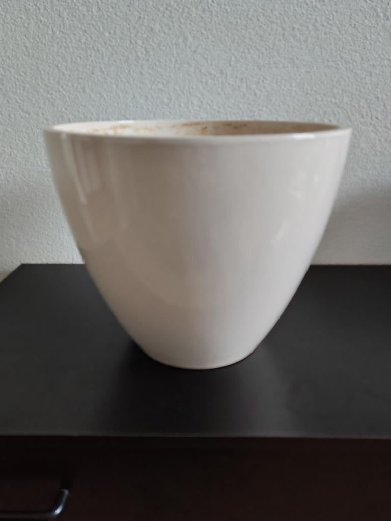 Crèmekleurige bloempot, Tuin en Terras, Rond, Binnen, Ophalen of Verzenden, Aardewerk
