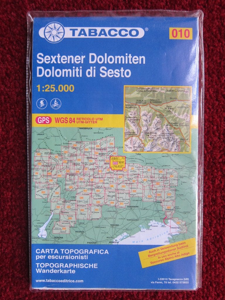 Tabacco Wanderkarte 010 Sextener Dolomiten, 2013, Boeken, Atlassen en Landkaarten, Gelezen, Verzenden, Italië, Landkaart
