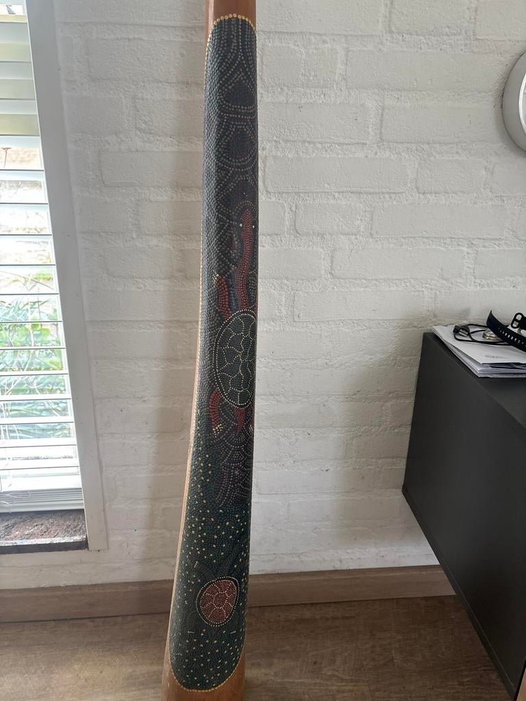 Didgeridoo met beschildering, Muziek en Instrumenten, Blaasinstrumenten | Overige, Gebruikt, Overige soorten, Ophalen of Verzenden