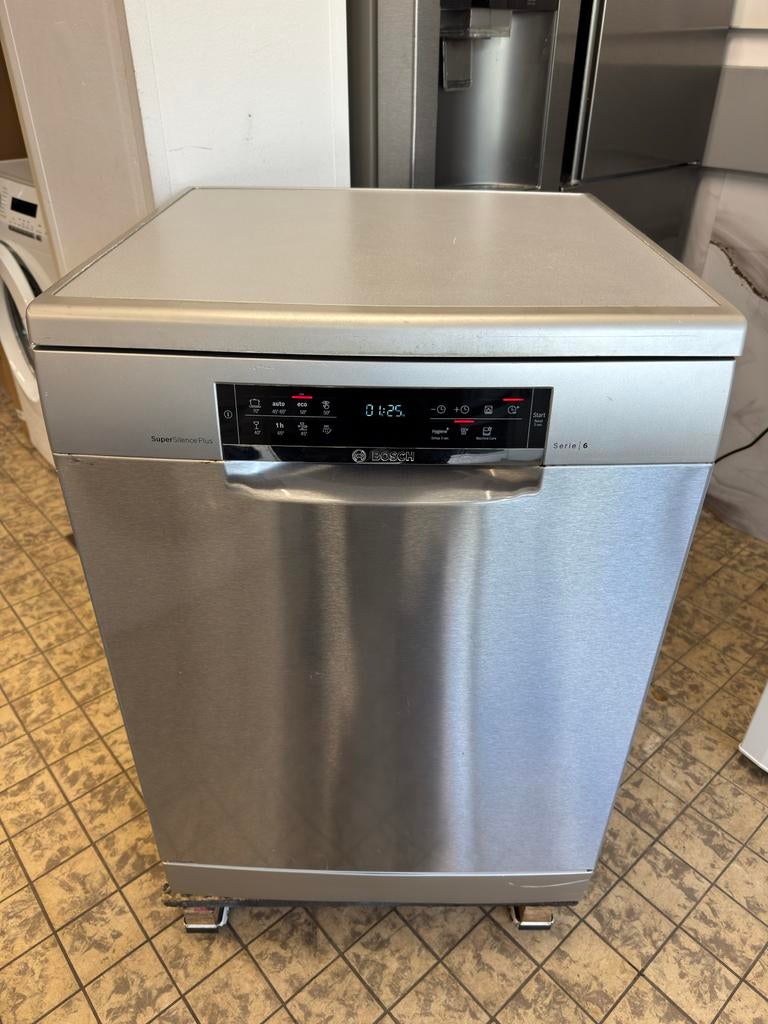 Bosch RvS vaatwasser met verlichting en besteklade, Ophalen of Verzenden, Gebruikt, Vrijstaand, 60 cm of meer