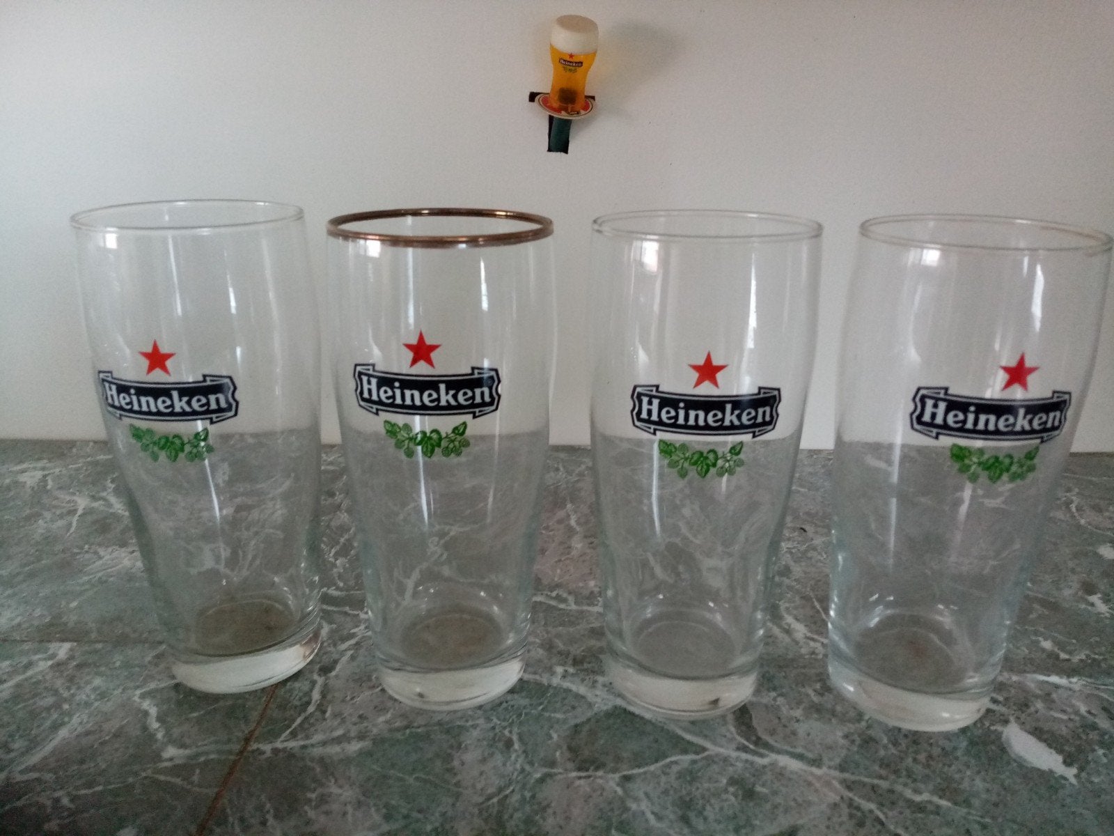 4 Heineken 0,5 Ltr bierglazen, Ophalen of Verzenden, Nieuw, Glas of Glazen, Heineken