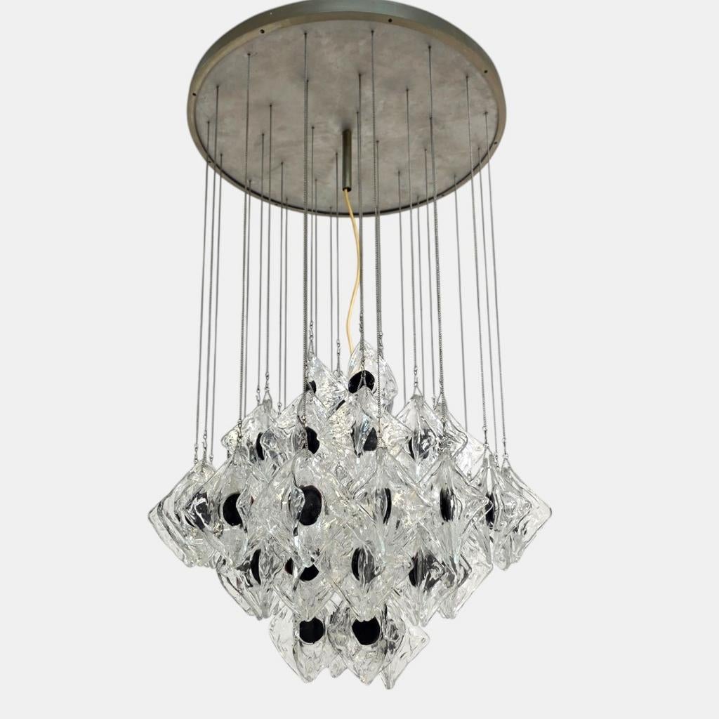 Mazzega xl kroonluchter murano 48 hangers jaren 60 vintage, Ophalen, Zo goed als nieuw, Glas