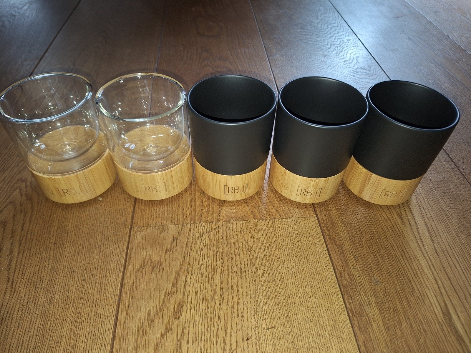 RBL Rebel Outdoor 3x Koffiemok / 2x theeglas met Bamboe, Keramiek, Ophalen of Verzenden, Zo goed als nieuw, Overige stijlen