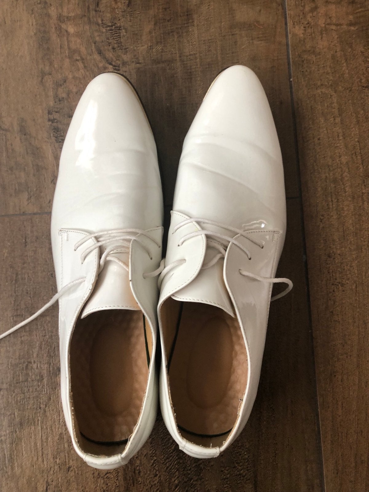 Witte lakschoenen, maat 46/47, Wit, Ophalen of Verzenden, Gedragen, Veterschoenen