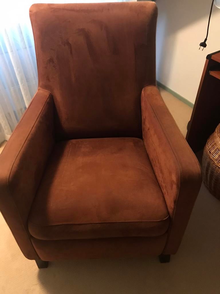 Fauteuil kleur roestbruin, Ophalen, Zo goed als nieuw, 50 tot 75 cm