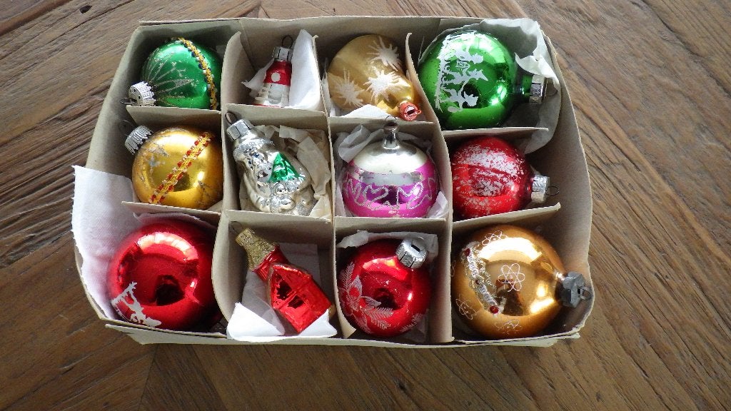 mooie oude gekleurde kerstballen, Diversen, Ophalen of Verzenden, Gebruikt