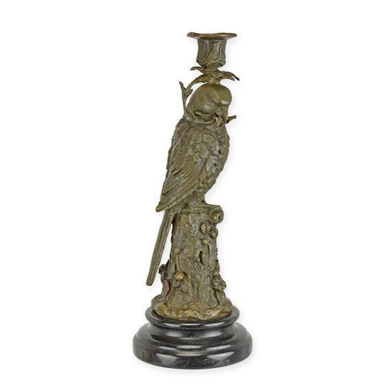 papegaai , bronzen beeld , kandelaar, Overige materialen, Ophalen of Verzenden, Atw, Atw