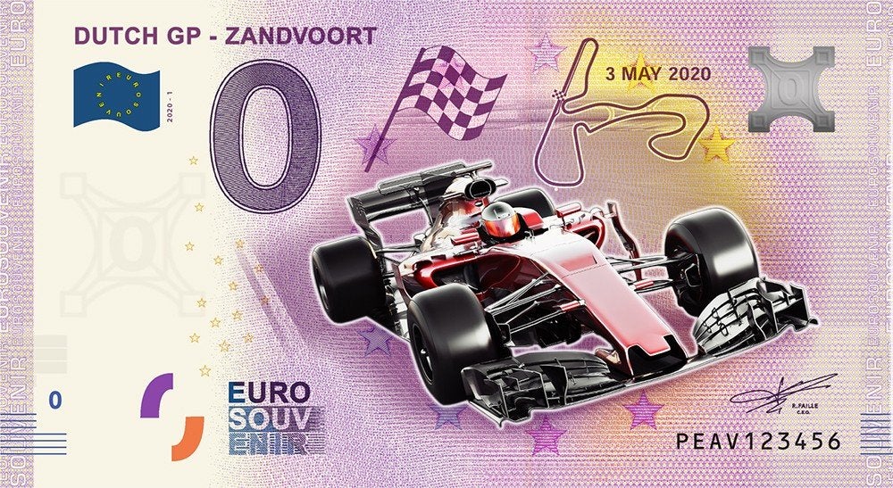 0 Souvenir Biljet Zandvoort Kleur Foutdruk, Postzegels en Munten, Ophalen of Verzenden, Overige landen, 100 euro