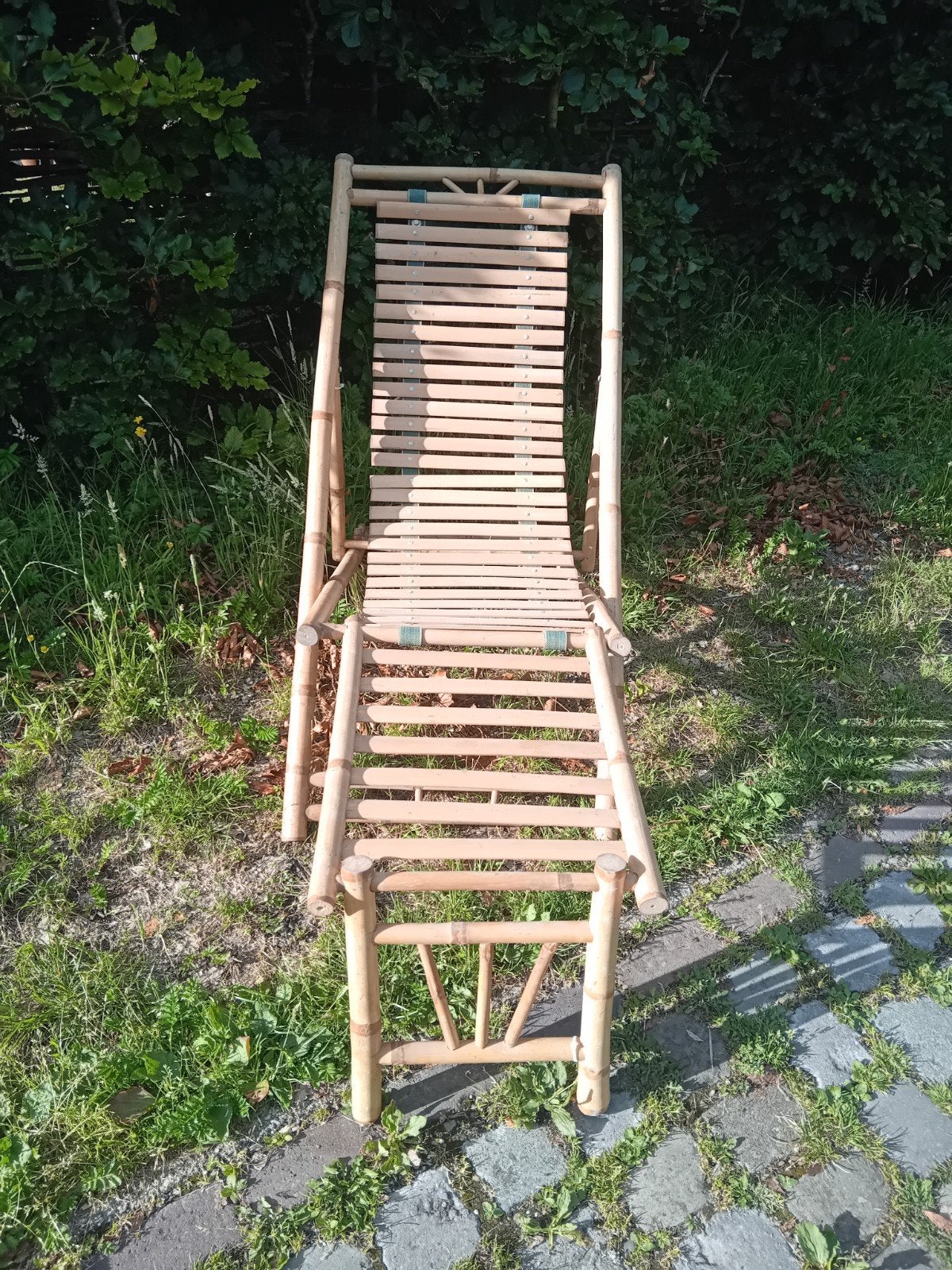 Vintage Bamboe Ligstoel - Verstelbaar en Inklapbaar, Ophalen, Gebruikt, Overige materialen, Verstelbaar