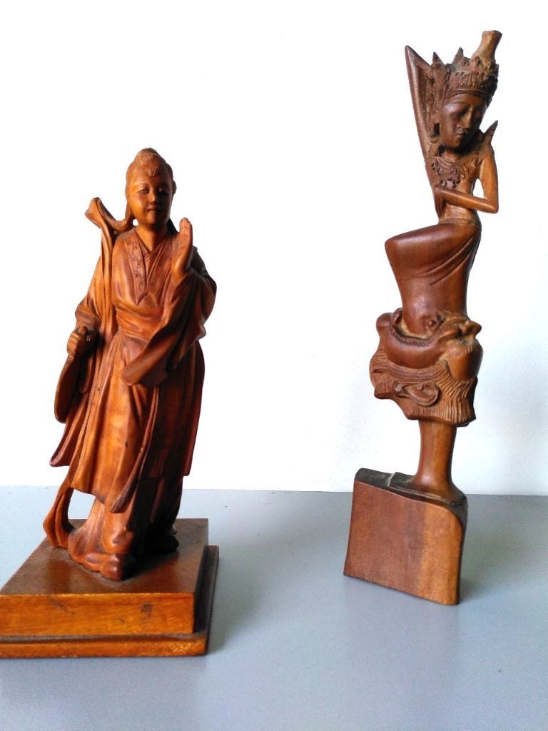 Houten Aziatische beeldjes, Verzamelen, Ophalen of Verzenden, Gebruikt, Mens