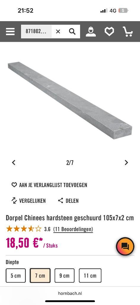 Dorpel Chinees Hardsteen geschuurd, Doe-het-zelf en Verbouw, Ophalen, 100 tot 150 cm, Hardsteen, Overige typen