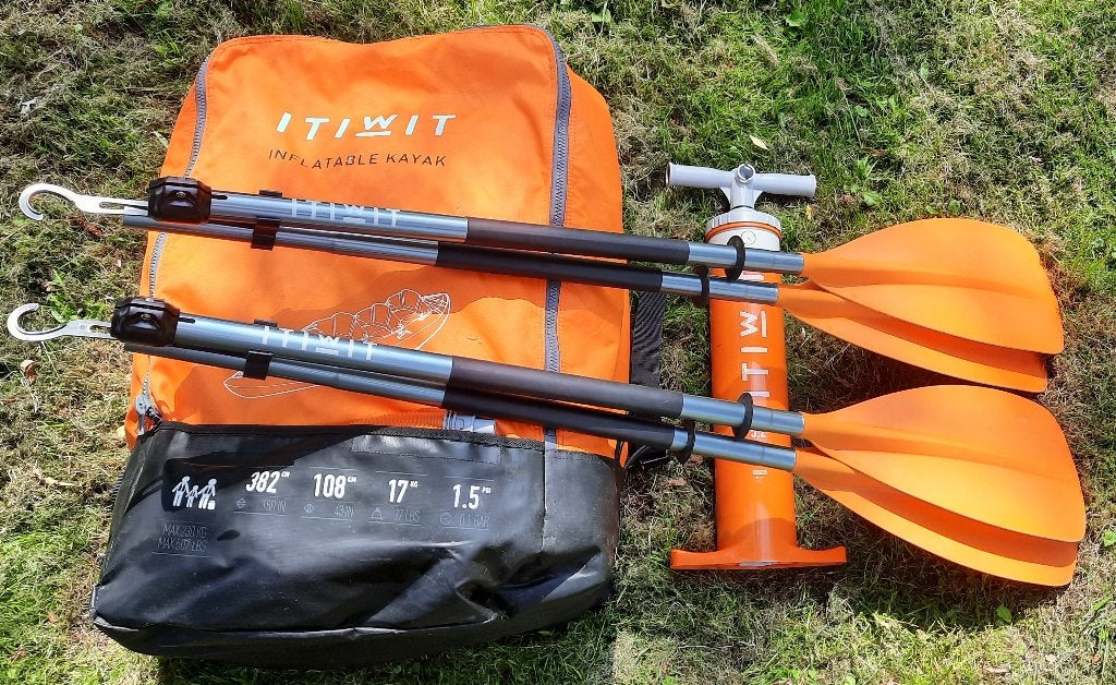 In zeer goede staat verkerende opblaasbare Toerkajak, 2-3 p, Watersport en Boten, Suppen, Ophalen, Gebruikt, SUP-accessoire