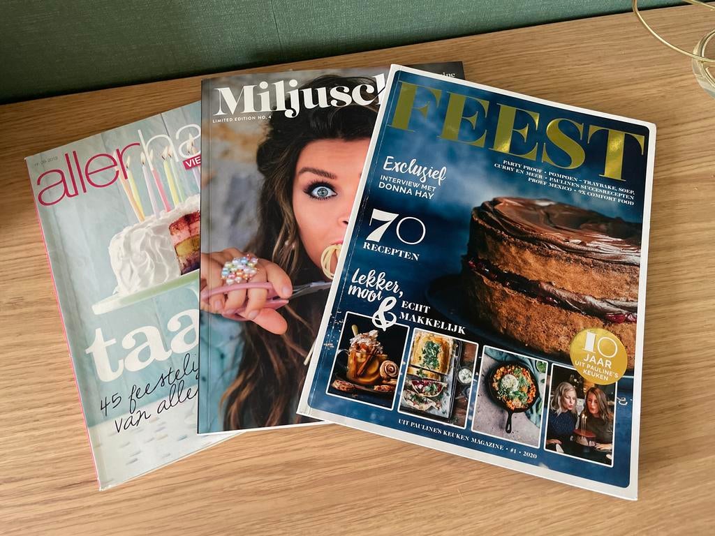 3 tijdschriften: Miljuschka, Feest, Allerhande, Ophalen of Verzenden, Gelezen, Overige typen