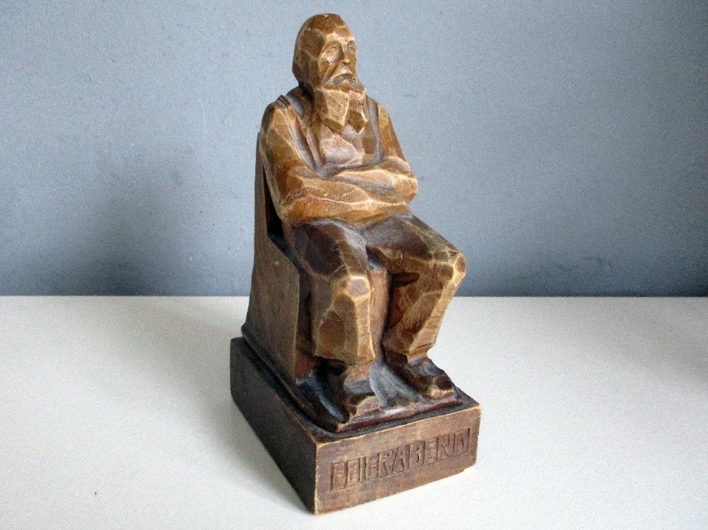 Vooroorlogs houten beeld beeldje man Feierabend HP, Ophalen of Verzenden