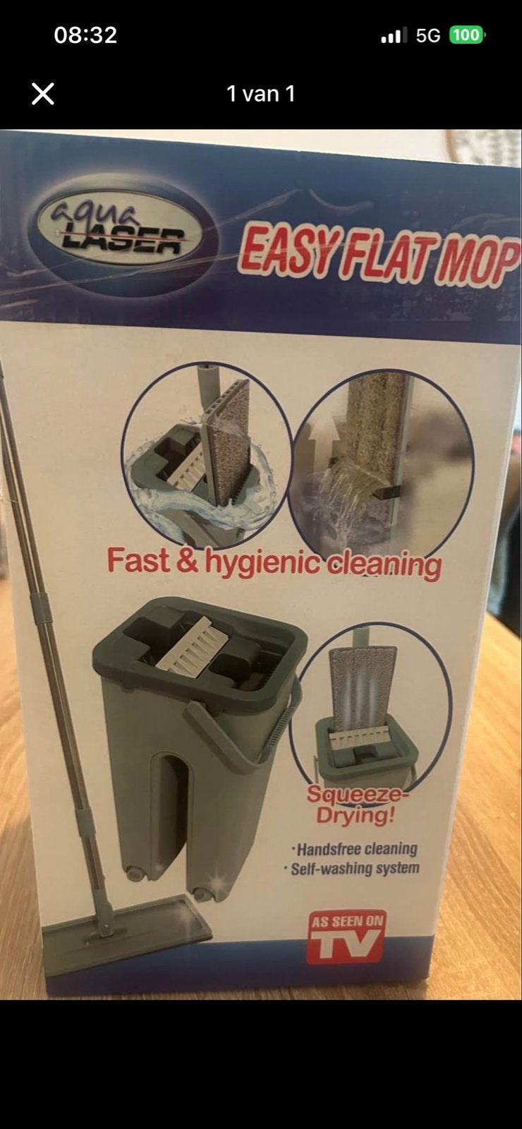 Aqua Laser Easy Flat Mop - Snel en Hygiënisch Schoonmaken, Ophalen, Mop of Dweil