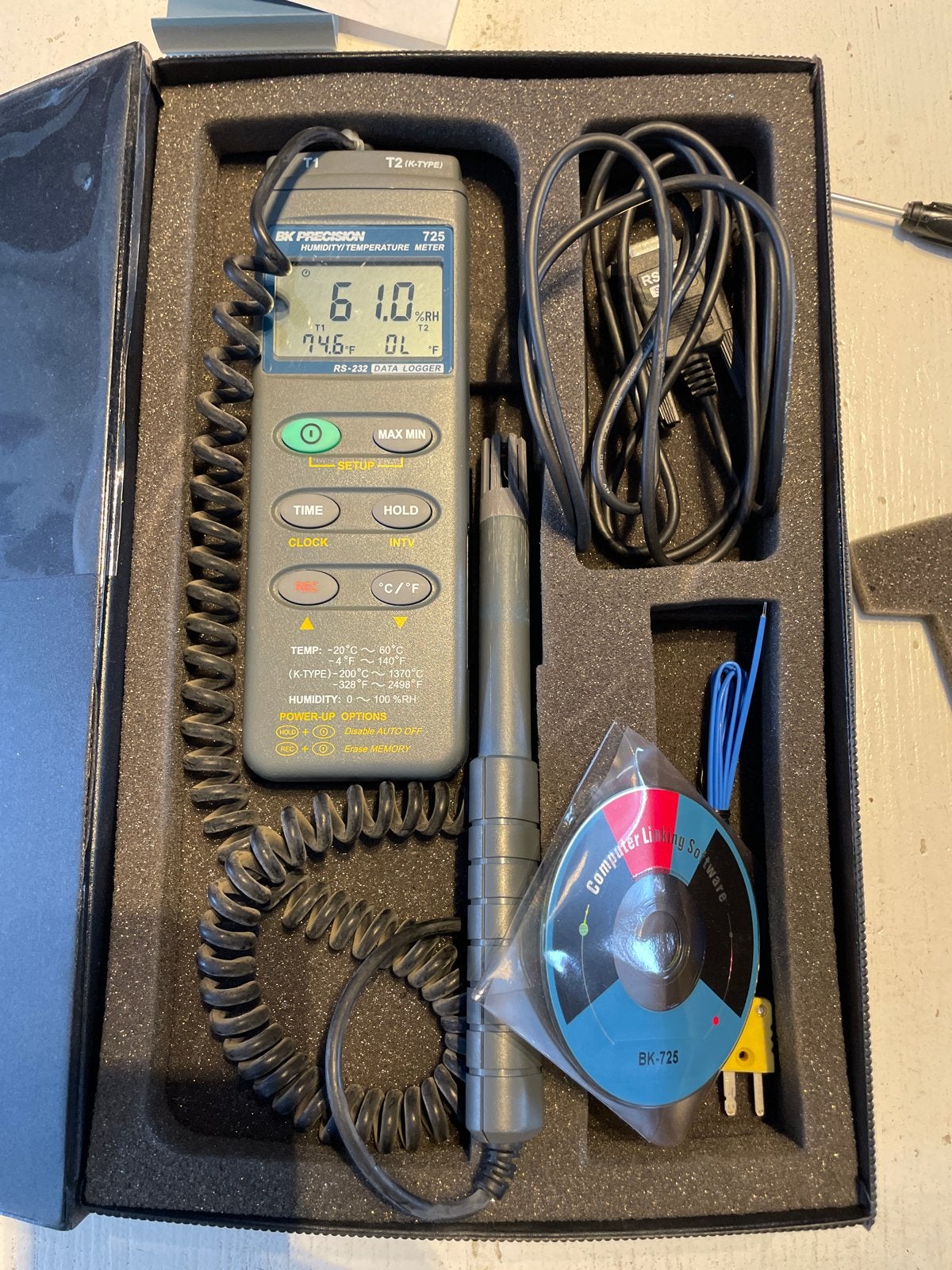 BK Precision 725 Vochtigheid Temperatuur Meter, Doe-het-zelf en Verbouw, Meetapparatuur, Ophalen, Gebruikt, Temperatuur