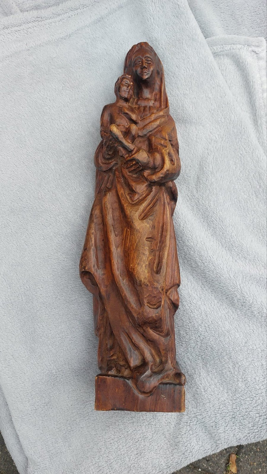 Houten beeld Maria met kind, Antiek en Kunst, Ophalen, Handgemaakt, 20 - 50 cm, Beeld