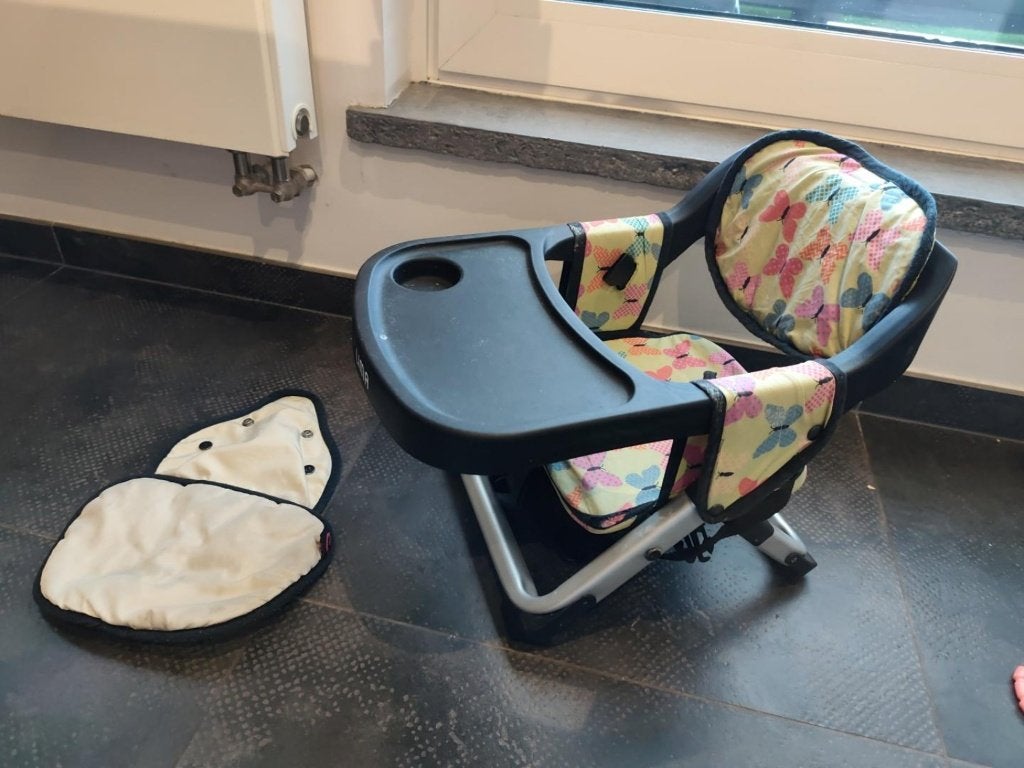 Concord Lima kinderstoel – aluminium + extra rugkussen, Ophalen of Verzenden, Gebruikt, Inklapstoel, Afneembaar eetblad