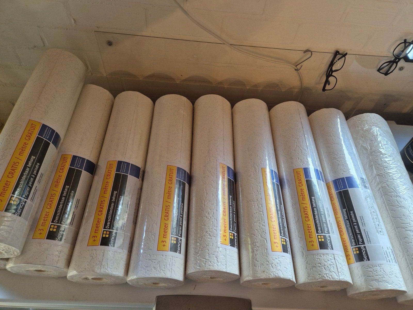 10 rollen Sencys Schuimvinyl Behang Overschilderbaar 13m x 5, Ophalen