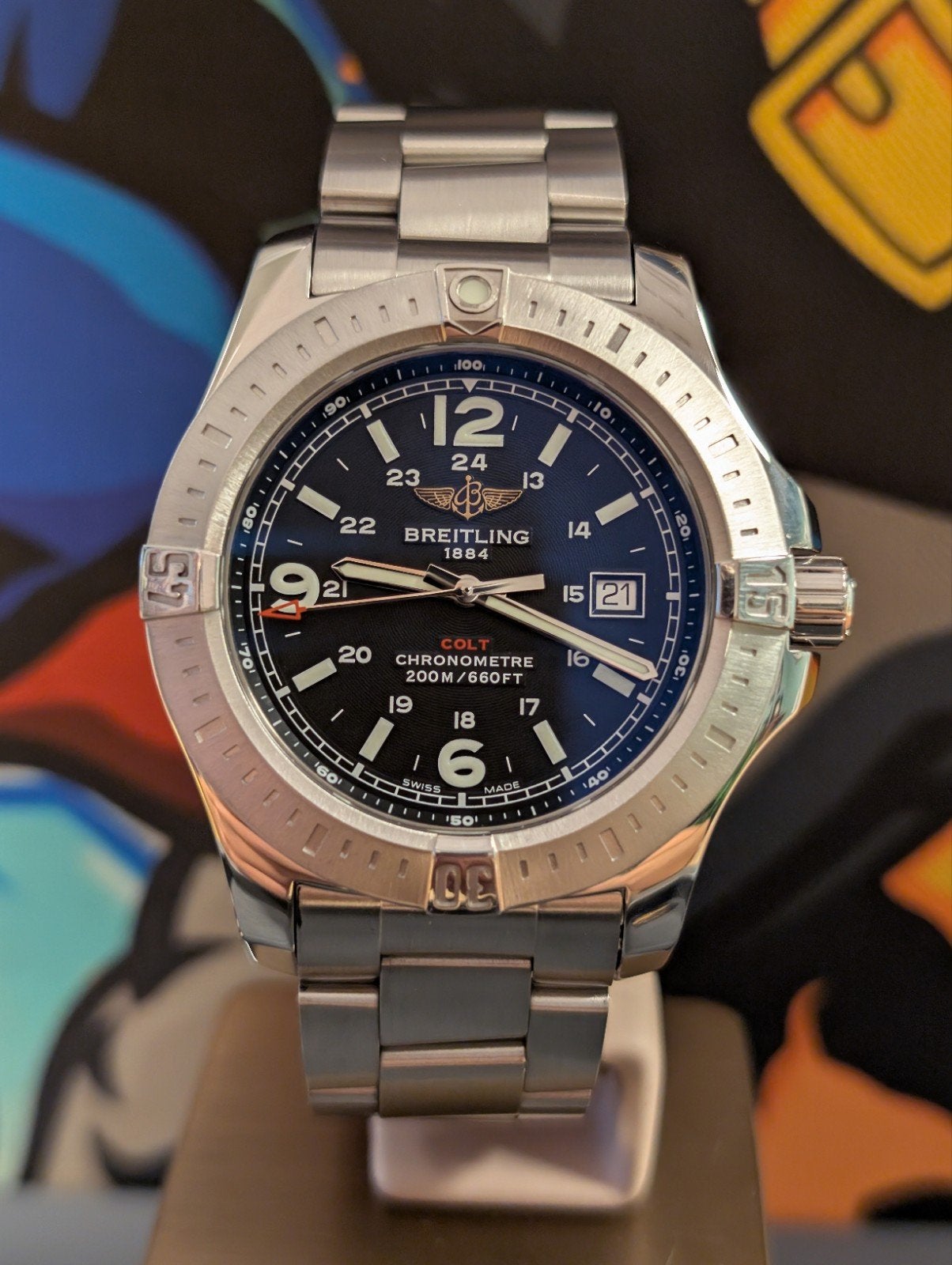 Breitling Colt A74388 zwarte wijzerplaat, Sieraden, Tassen en Uiterlijk, Horloges | Heren, Ophalen of Verzenden, Zo goed als nieuw