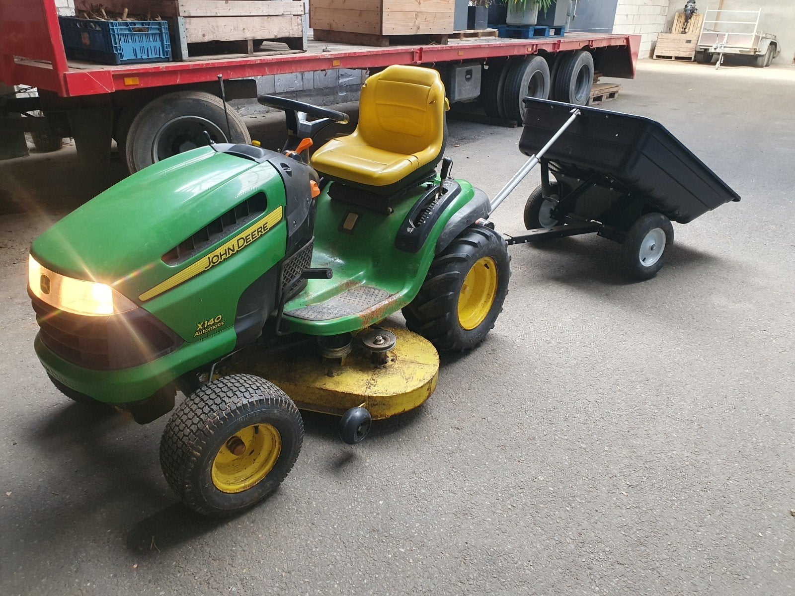 John Deere tuintrekker, Ophalen, Gebruikt